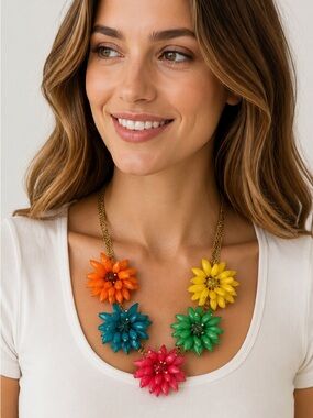 Colorful Floral Statement Necklace
